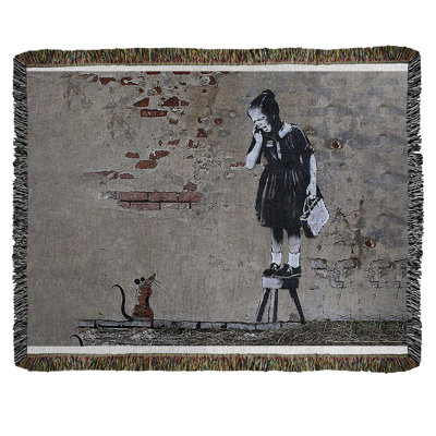 Banksy Graffiti Hand Woven Throw Blanket