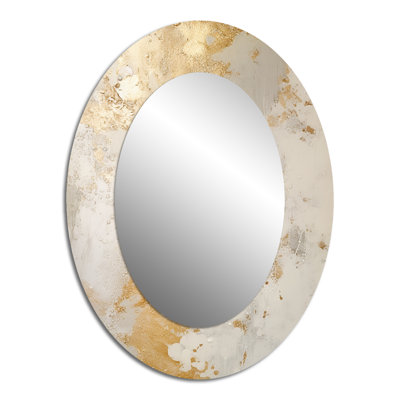 Fizzs Beige And Gold Fantasy - Large Oval Wall Mirror On Metal