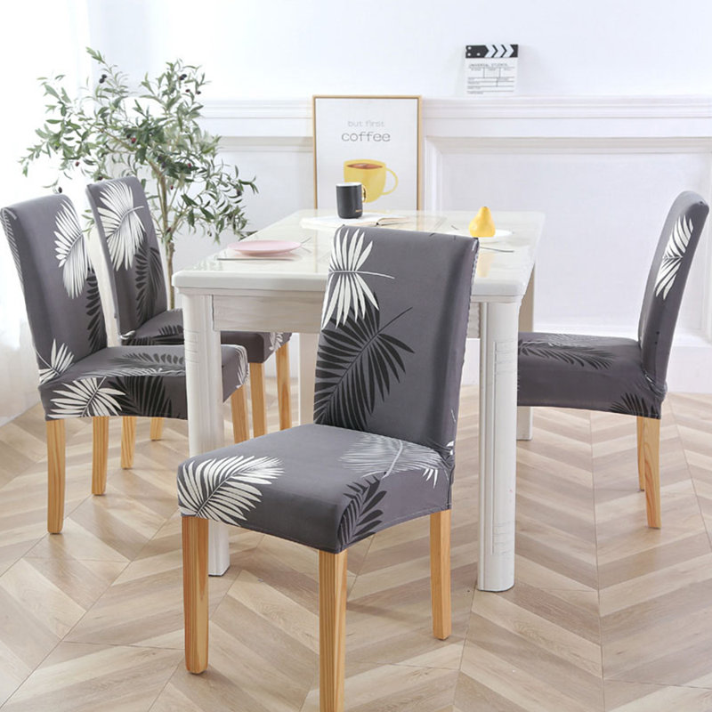 Housses de chaise de salle à manger à imprimé stretch spandex