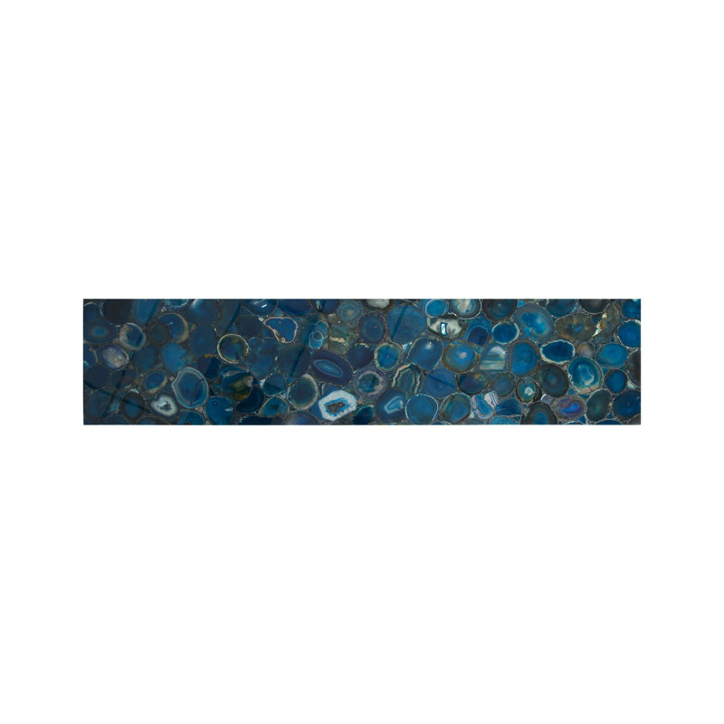 Contemporary Agate Mosaic 60" Silver-Blue Console Table