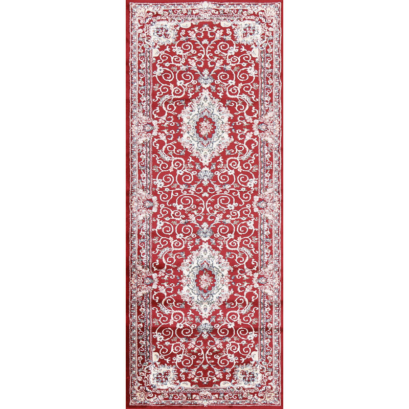 Tapis floral turc oriental rouge 2X3, Tapis de couloir 2 pi 7 po x 9 pi 10 po
