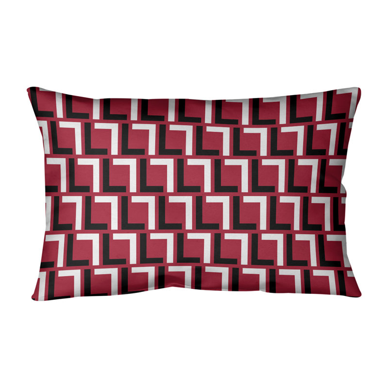 Housse de coussin rectangulaire Atlanta, Rouge / Noir / Blanc, Simili daim
