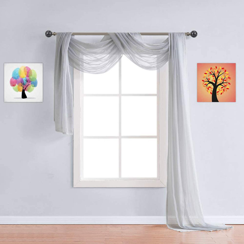 Cricklade Sheer Window Scarf Valance in 10 Colors and 4 Sizes. Great As Wedding Arch Draping Fabric, Bed Canopy or for Craft Project