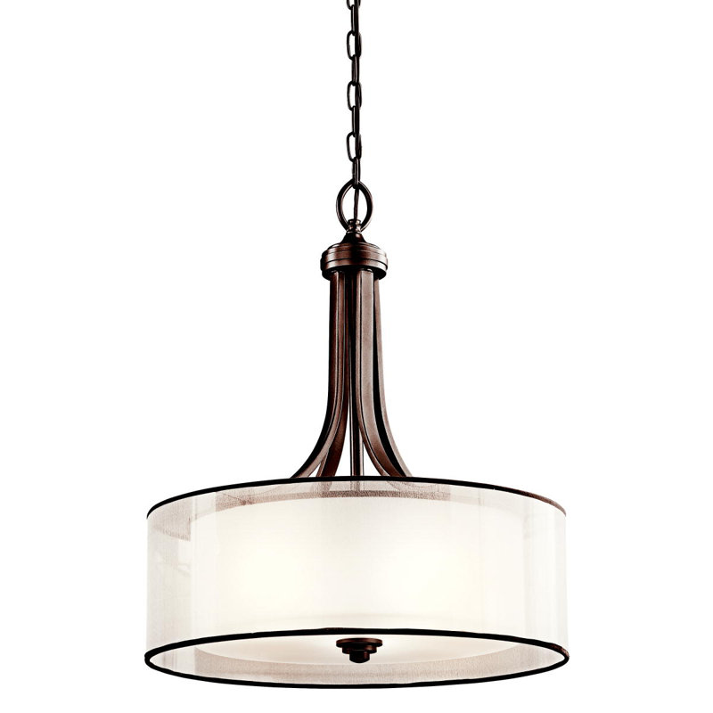 Lustre tambour 4 lumières Lacey, Bronze mission