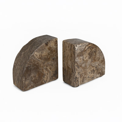 Grey Travertine Bookend Pair