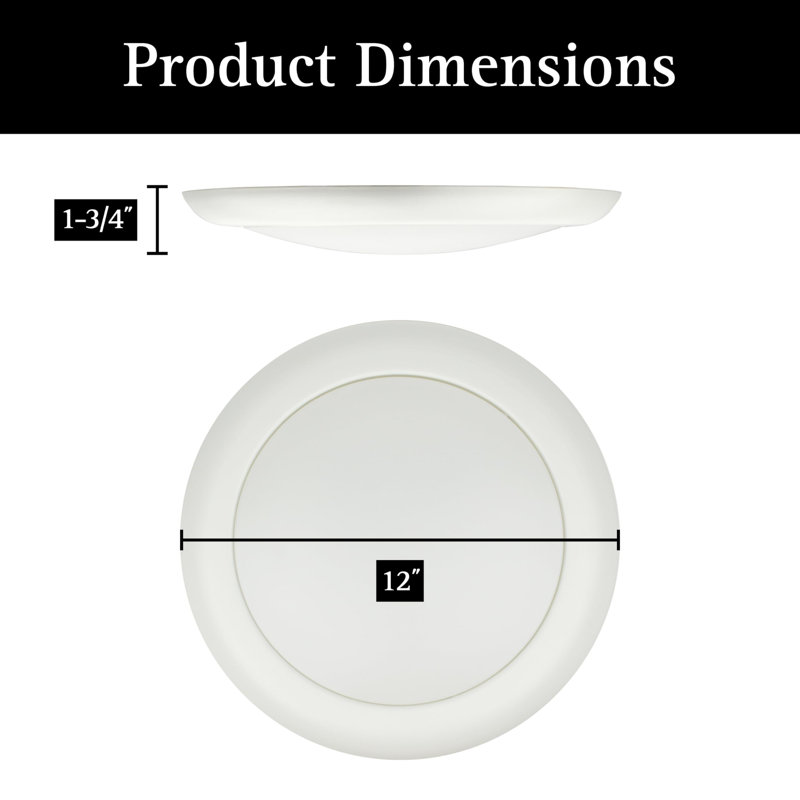 12" LED Flush Mount Ceiling Light – Dimmable, Slim Ceiling Light - Energy Efficient LED Light - Multi-Purpose Easy-Install Light Fixture