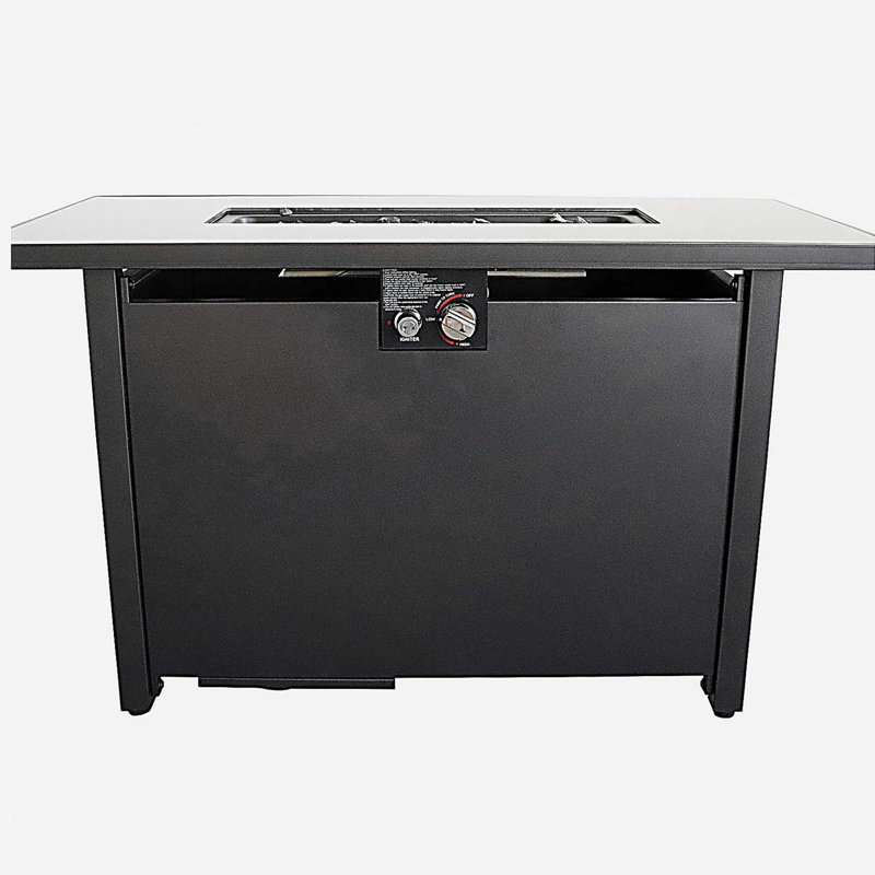 25" H x 42" W steel outdoor fire pit table with lid