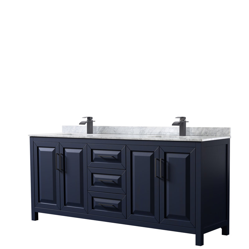 Daria 80'' W Double Vanity, Dark Blue, Matte Black