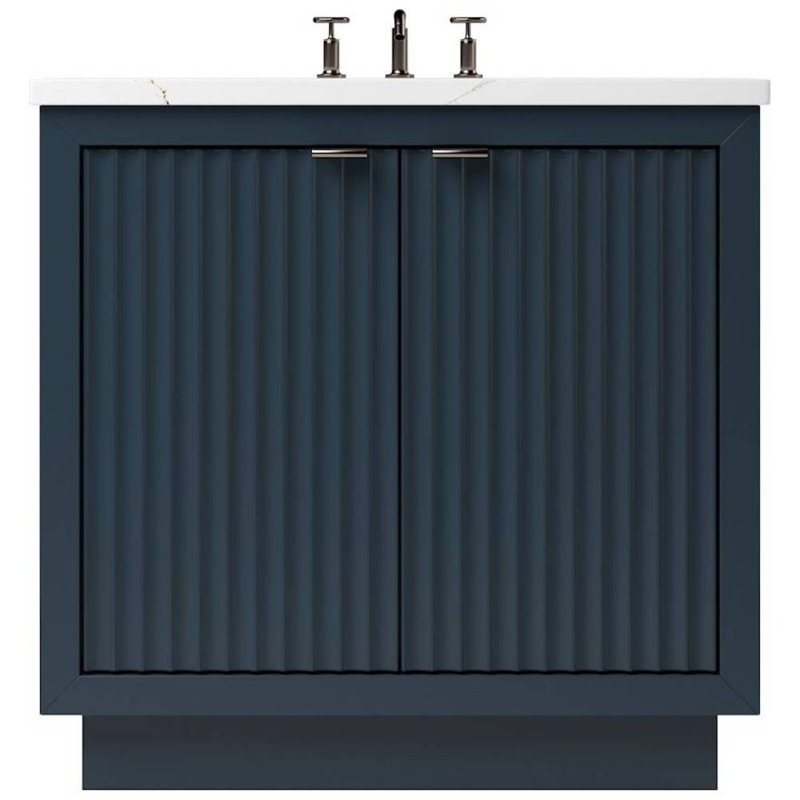 Lecrieú Single Bath Vanity, 30", Champagne Bronze, Hague Blue