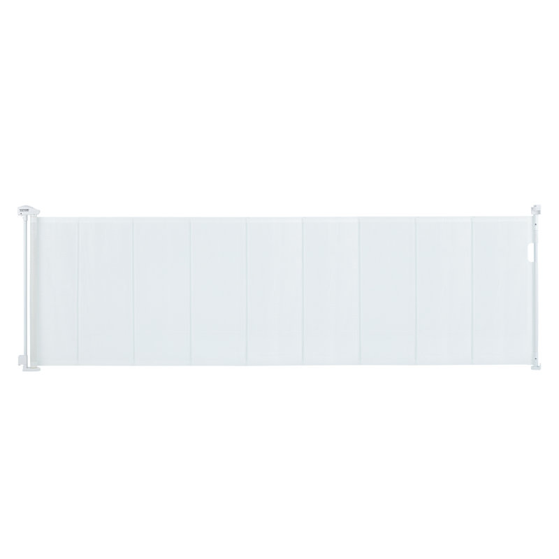 White Retractable Stairway Pet Gate with Plastic Mesh