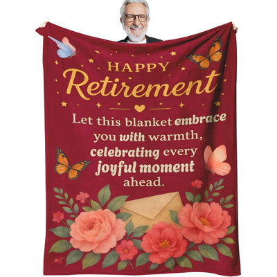 Jeté Happy Retirement pour femme, jeté Keepsake, 50 po x 40 po - couverture de retraite réfléchie pour un collaborateur, une maman, un ami - adieu, anniversaire, Noël, fête des mères