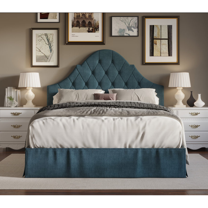 Lit tapissier standard Aleid, Bleu denim, Complète