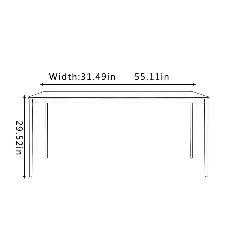 Table de salle à manger rétro, H 29,52 po x L 55,11 po x l 31,49 po