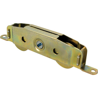 Steel Sliding Door Roller Tandem Assembly, 1-1/4 Inch Diameter Concave Wheels, Yellow Zinc, Stamped Steel Housing (Single Pack)