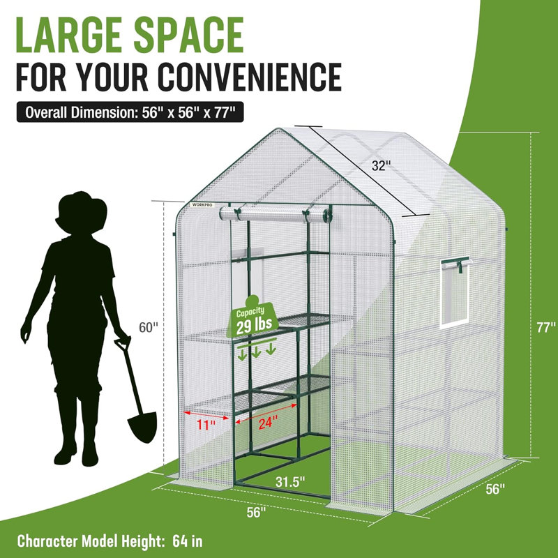 56'W x 56' D Mini Greenhouse