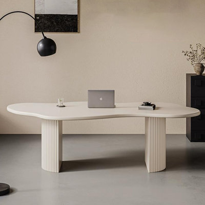 White Free form Solid Wood Butterfly Leaf Dining Table