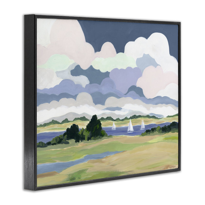 «Billowing Clouds Countryside Giclee Art» par Jennifer Brinley, H 11 po x l 14 po, Giclée encadrée noir minuit