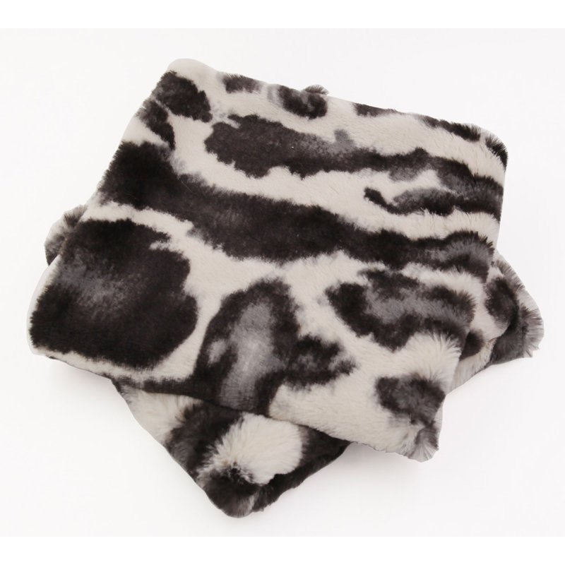 Gray and Black Tiger Print Faux Fur Pillow Covers, 20x20, Set of 2