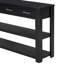 Console And And Pine, noir, 4 tiroirs, 2 tablettes, largeur de 16 po, table noire compacte pour la maison, tiroirs en pin, décoration
