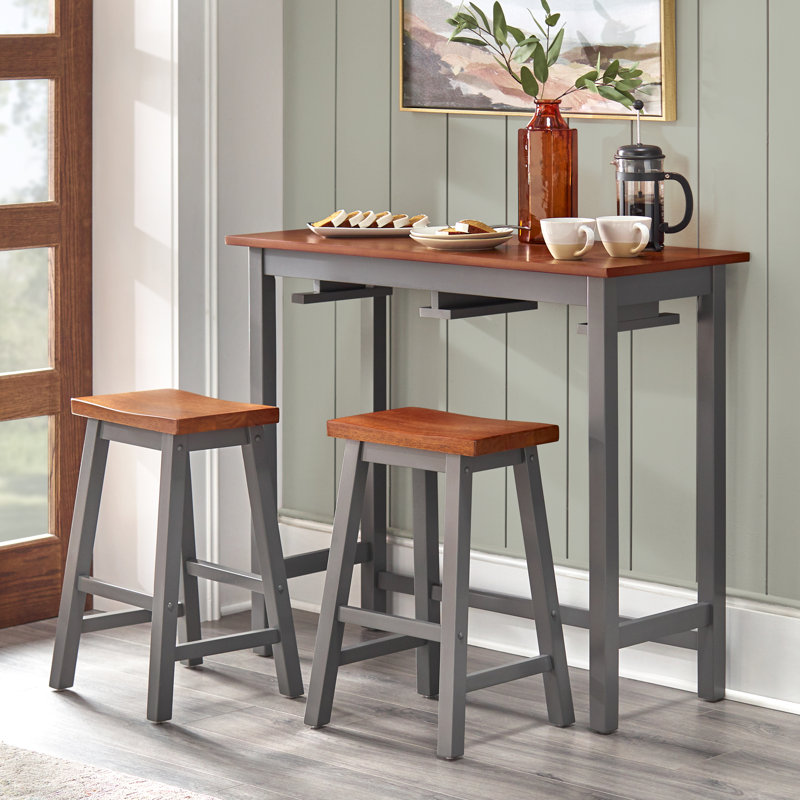 Ensemble de salle à manger rectangulaire Parinita L 18,2 po x l 42,2 po, Gris anthracite / noyer
