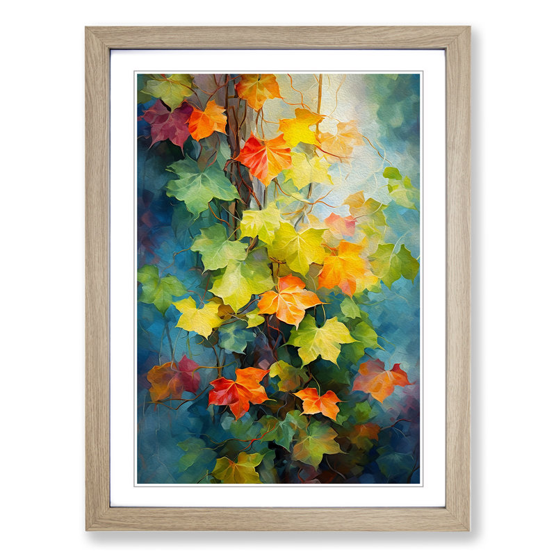 Ivy Leaf Impressionism - Framed Print, Oak Framed, 64cm H x 46cm W x 2cm D