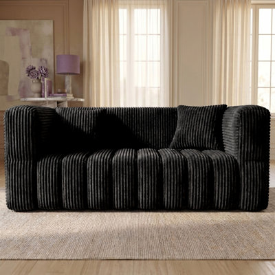 Modern Corduroy 2-Seater Loveseat with Oversized Armrests, Small Space Sofa