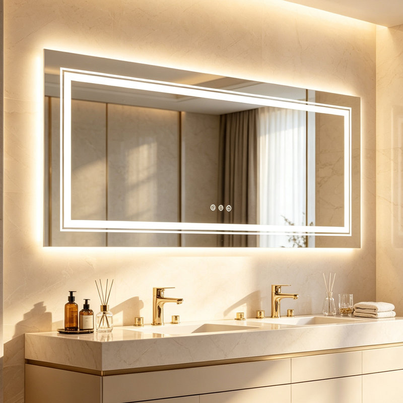 Ashawnti LED Illuminated Bathroom Mirror with Fog-Free Touch Sensor, 60cm H x 120cm W