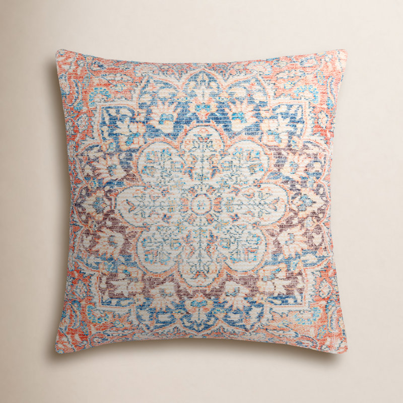 Colin Floral Down Throw Pillow, Brown/Tan/Burnt Orange, 18" x 18"