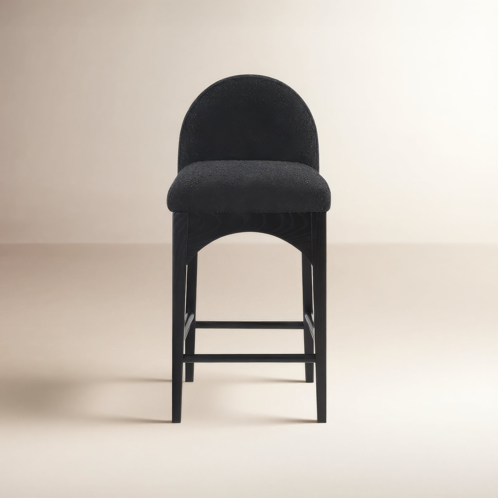 Waldorf 27" Bar Stool, Black, Black Boucle