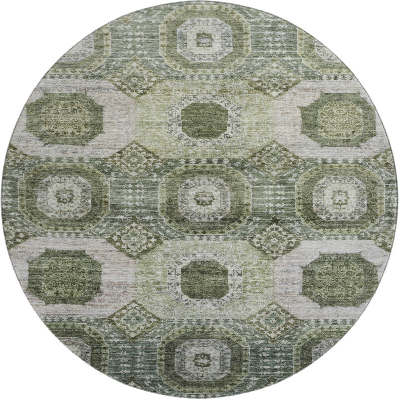 Premium Machine Washable Mayfield AMF1926 Panels Rug, Round 8'