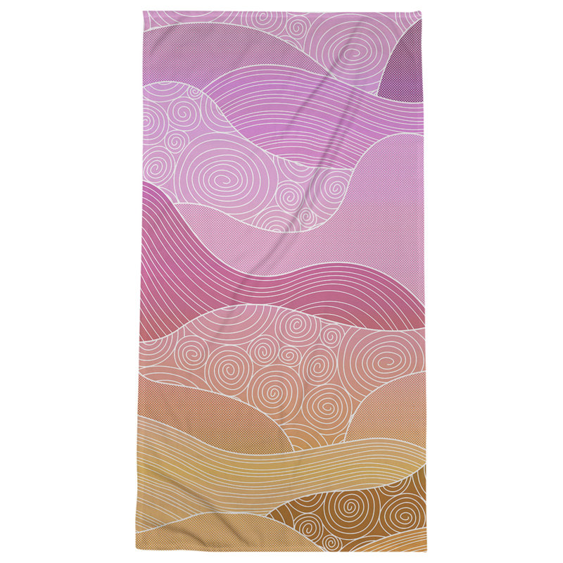 Serviette de plage à vagues dessiné à la main Classic, Rose / Orange