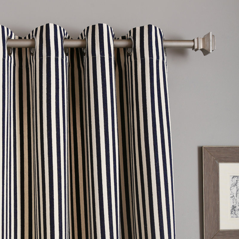 Rideaux semi-transparents à rayures avec œillets deason, Bleu marine, l 52 po x L 84 po