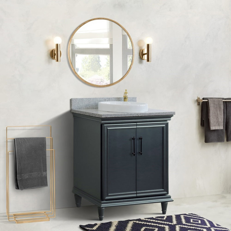  Simple meuble-lavabo galaxie et lavabo rond, 31", Gris