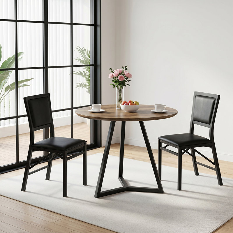 Ailse Folding Dining Chairs Set Of 2, Kitchen Armless Side Chairs With Padded Seats, Foldable PU Leather Parsons Dining Chairs For Home Kitchen Living Room