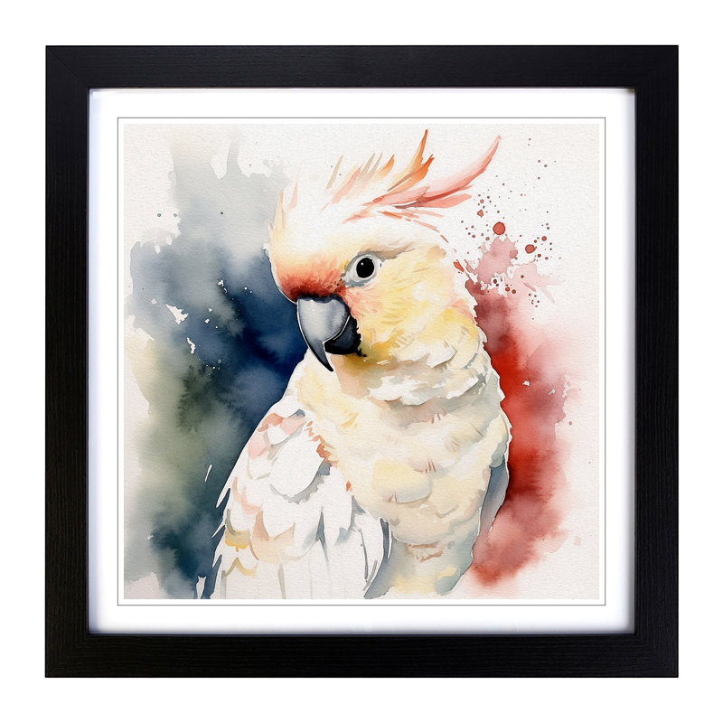 Cockatoo Watercolour - Framed Print, Black