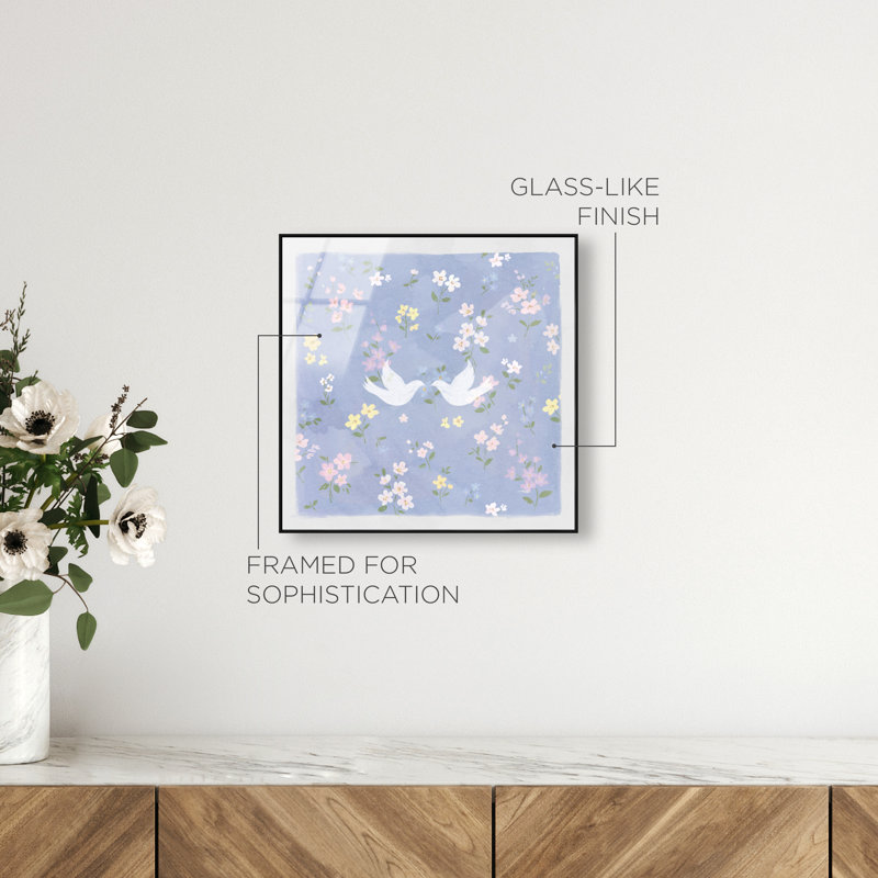 Love Doves Print by Oliver Gal, 41"H x 41"W, Black Floater Frame