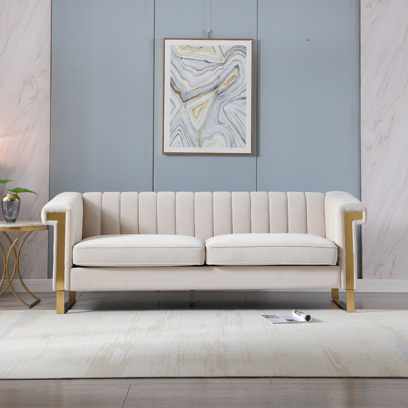 Élégant velours crème avec accents dorés - 3 pour le salon et le bureau blanc moderne au look chic