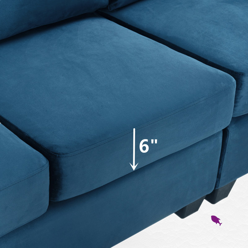 Canapé modulaire rembourré 4 pièces Ozie, Mélange de polyester bleu