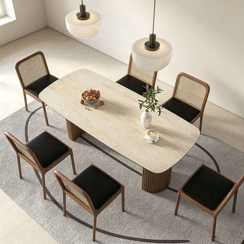 Wabi-Sabi Solid Wood Dining Table, 29.5"H x 70.9"L x 35.4"W