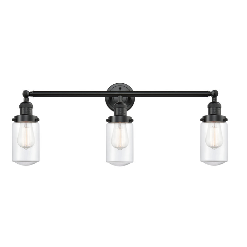 Éclairage pour salle de bain 3 lumières Saroyan, Transparent, Ampoule DEL rétro de 3,5 watts, Bronze huilé
