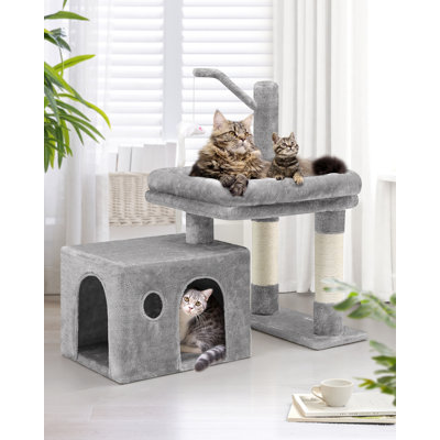 CT33F Small Cat Tree For Indoor Cats With Extra-Large Padded Platform And Spacious Condo For Senior, Adult Cats, And Kittens.