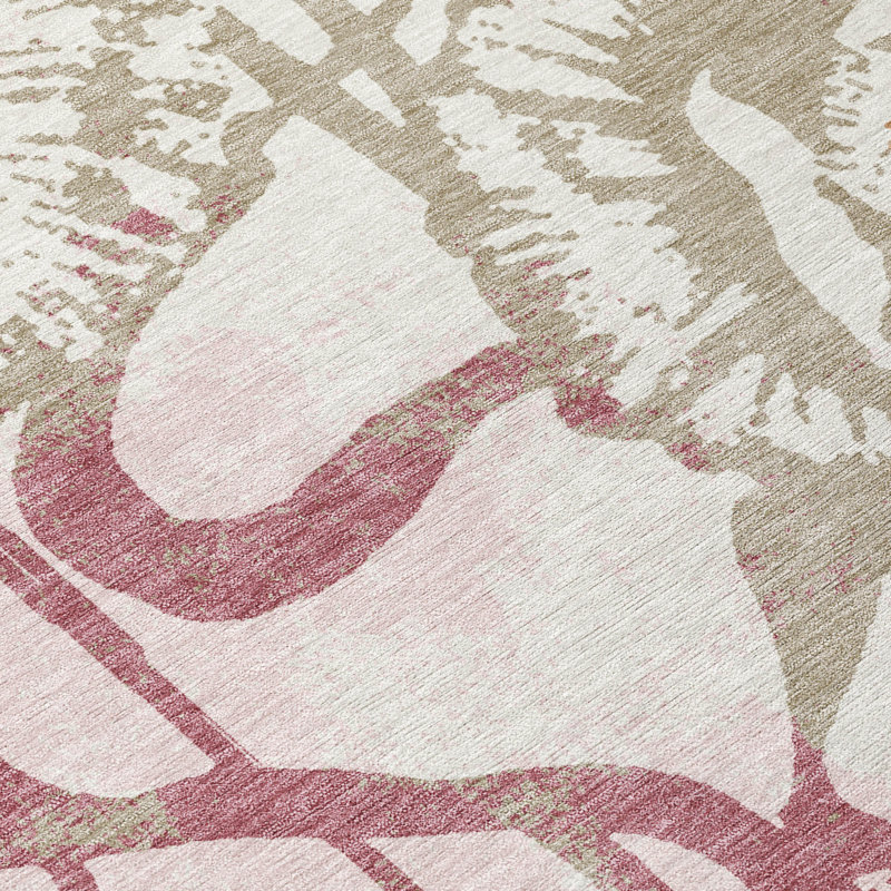 Machine Washable Indoor/Outdoor Chantille ACN2894 Floral Rug, 2'3" x 7'6" Runner, Pink