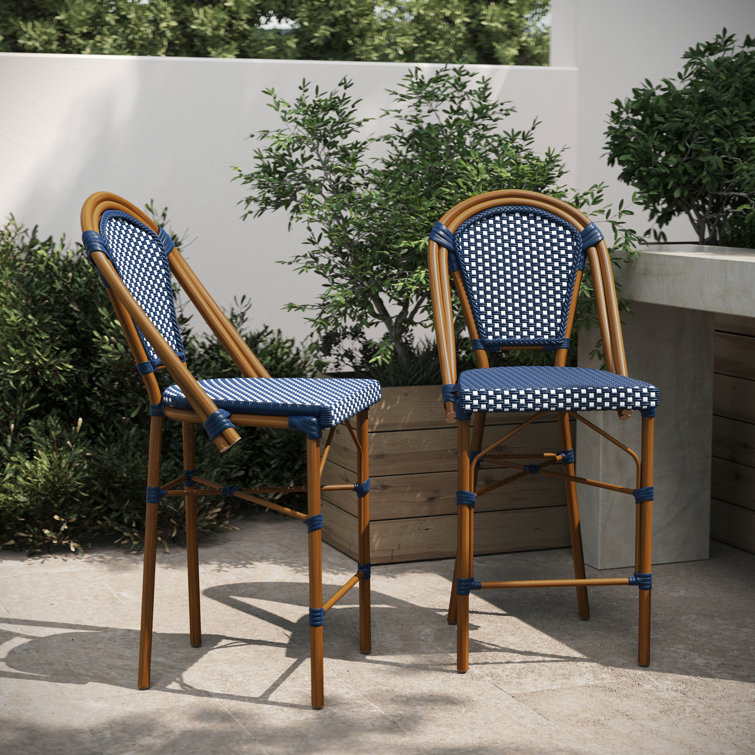 Indoor/Outdoor All-Weather Commercial Paris Chairs with Bamboo Print Frame