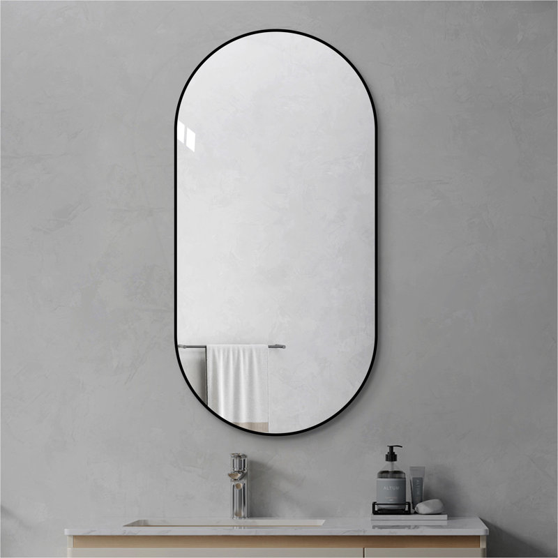 Miroir mural de salle de bain 48 po x 24 po, miroir mural encadré pour la salle de bain, suspendu vertical ou horizontal, miroir HD moderne pour la chambre à coucher, vestibule