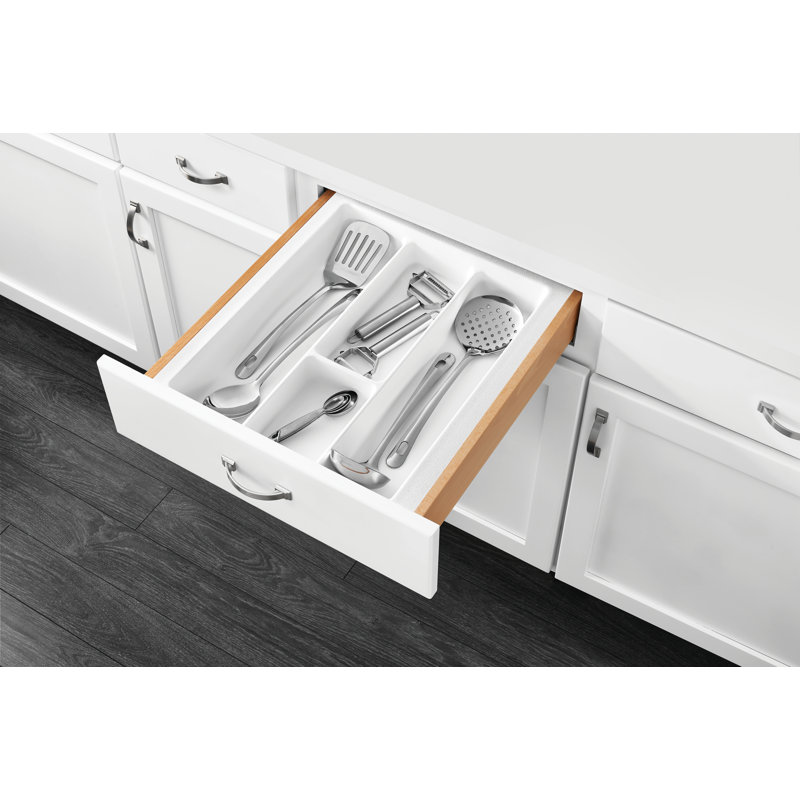 Organisateur utilitaire pour garniture de tiroir Rev-A-Shelf, H 2,38 po x l 17,5 po x P 21,25 po, Blanc