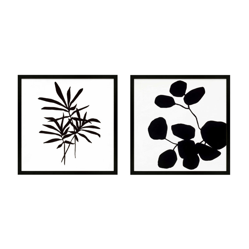 «Midland Modern Botanical», ensemble de 2 encadrés 2 pièces par Lee Lessem, Papier avec cadre noir
