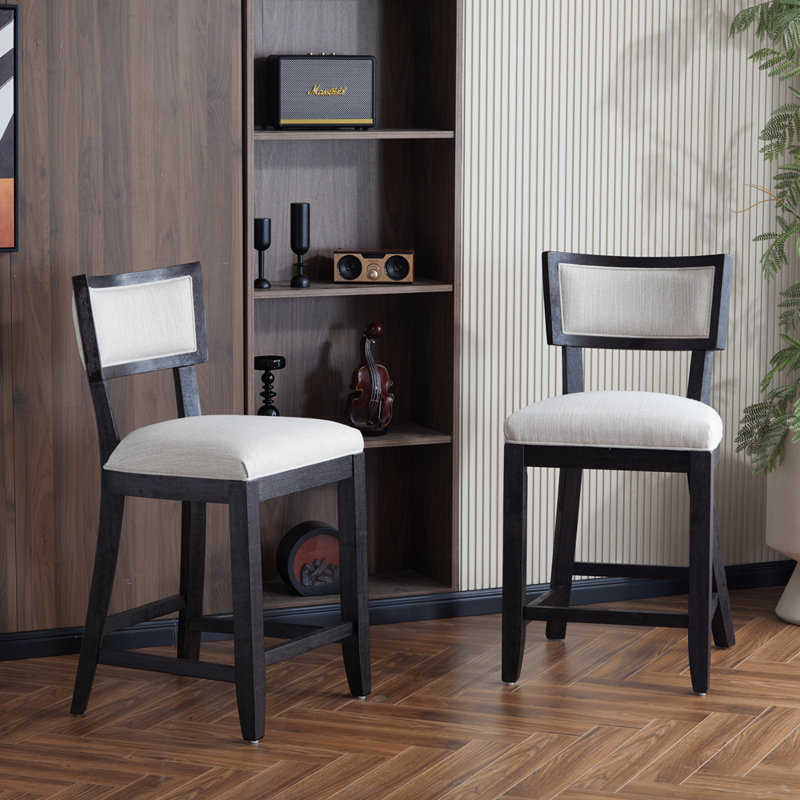 Netzer Fabric Upholstered Counter Stools, Chocolate