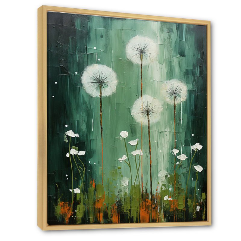 Pissenlit, art mural sur toile, impression de botanique vert - Collage pissenlit vert III, H 40 po x l 30 po x P 1,5 po