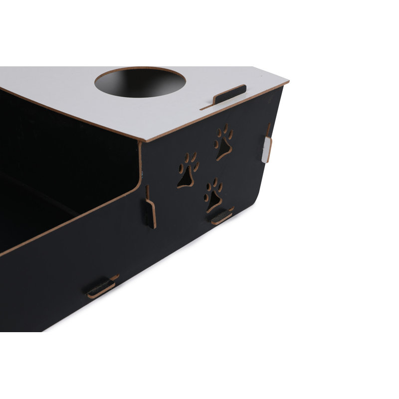 Lit pour chat élégant et démonté, noir et blanc, 23,6 po x 15,7 po x 5,9 po | Matériau en bois aggloméré durable | Assemblage facile, conception moderne | Parfait pour les chats pour se reposer et jouer, ajout confortable et chic à votre maison