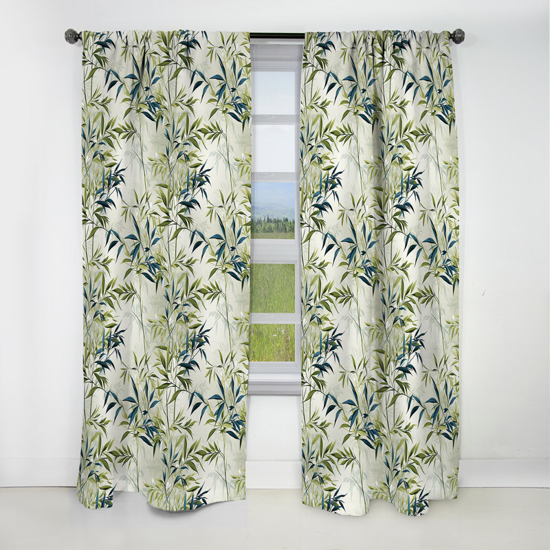 Tropical Zen Bamboo Pattern - Floral Curtain - Blackout Floral Curtain - 1 Panels, 52" W x 63" L